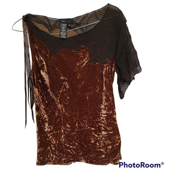 BCBG Max Azria Golden Crushed Velvet Top - Picture 5 of 9